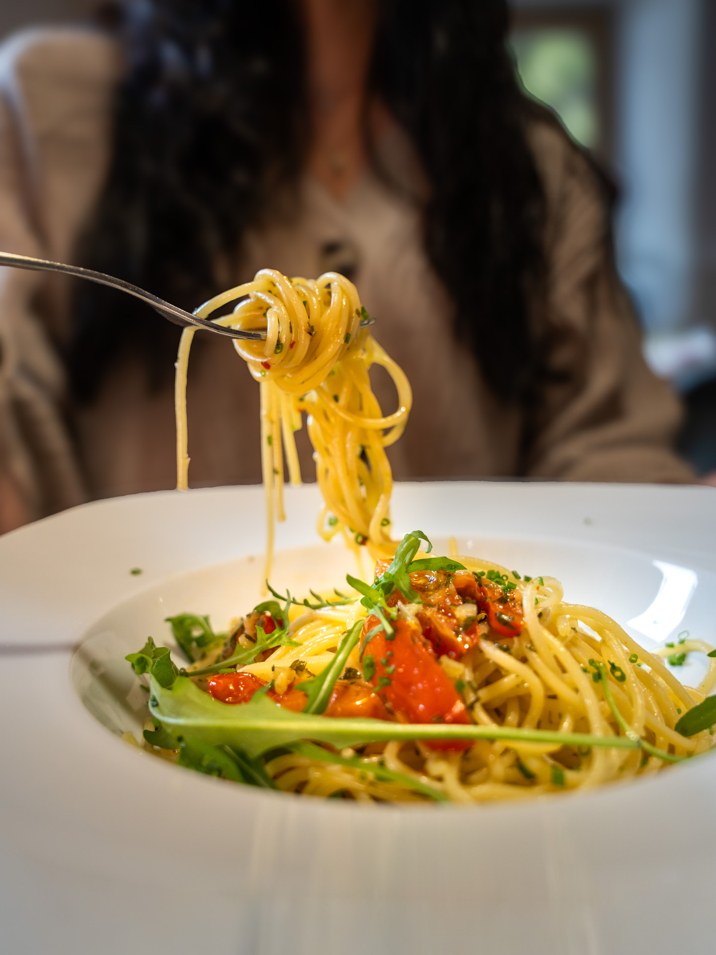 Teller mit Nudel auf dem Gampenpass