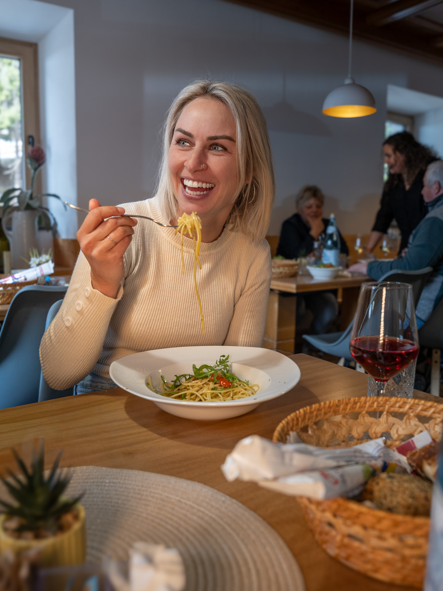 Beim Spaghetti essen